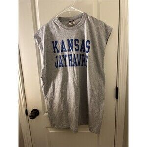 Kansas Jayhawks Men's Basketball Sleeveless T-Shirt Tank Top Gray Size XL